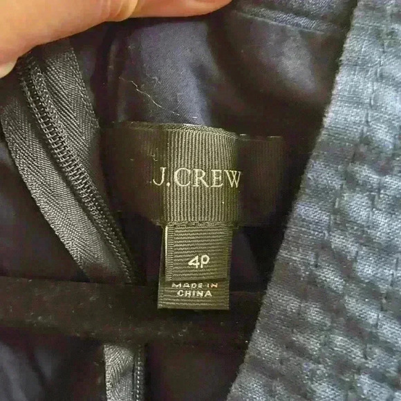 JCREW IKAT NAVY BLUE WHITE FAUX WRAP SLEEVELESS WRAP DRESS 4P NO SASH - Picture 5 of 7